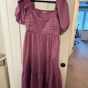 Abercrombie & Fitch Purple Puff Sleeve Maxi Dress
